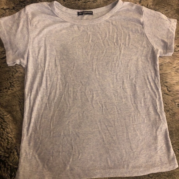 Brandy Melville Light Blue Ribbed Crop Top - Picture 2 of 5